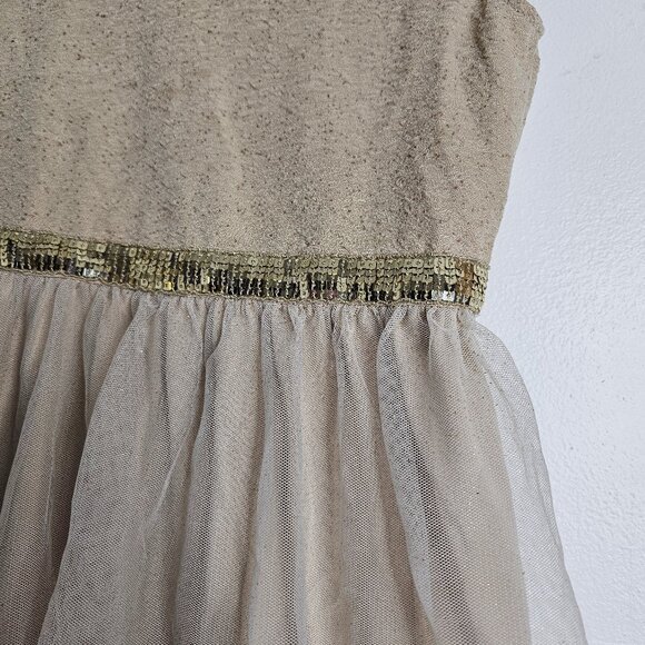 George | Champagne/Tan Chiffon and Sequin Dress with Keyhole Back - Picture 3 of 5